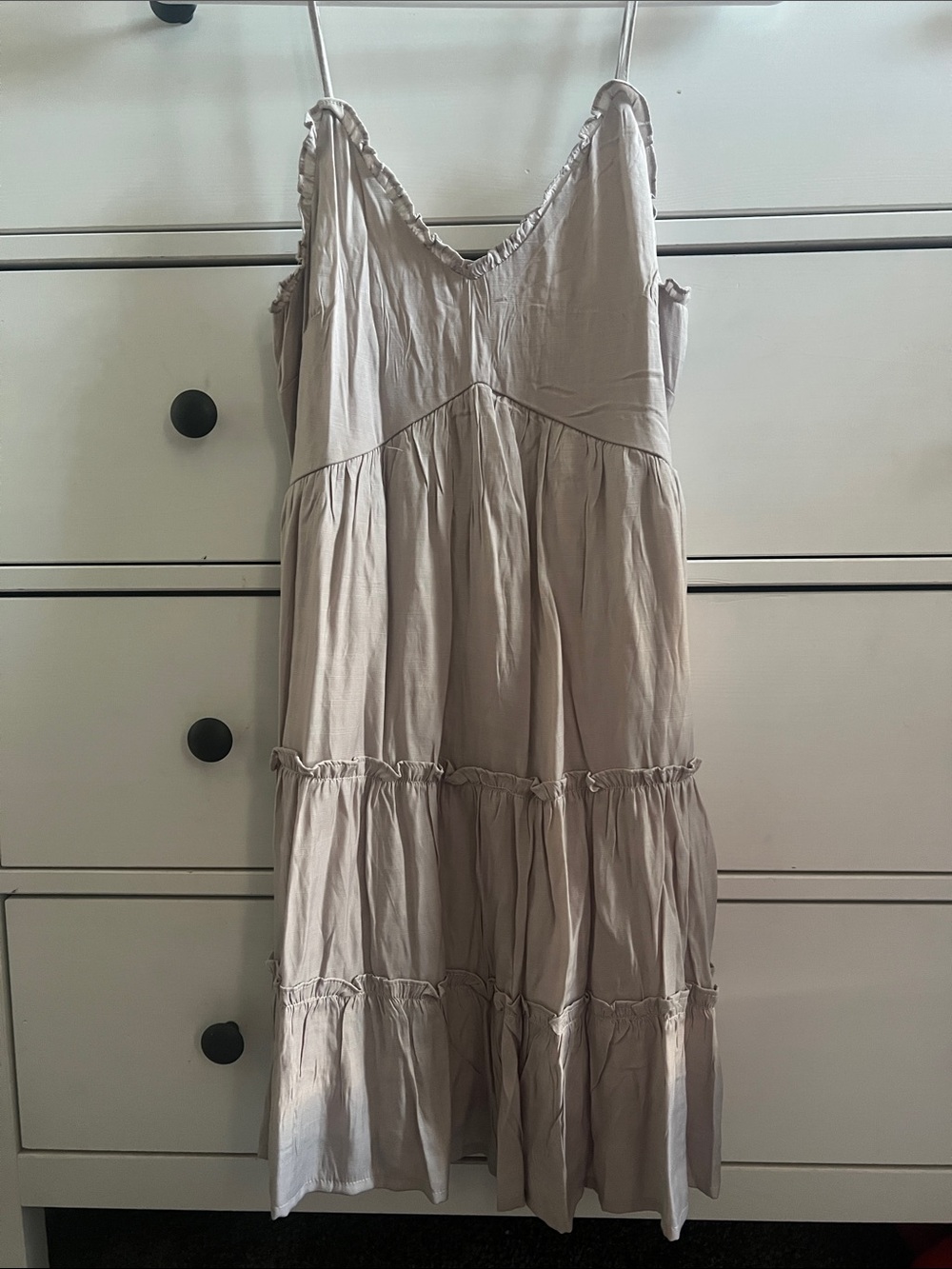 Sleeveless Cream Tiered Sundress with Ruffle Straps